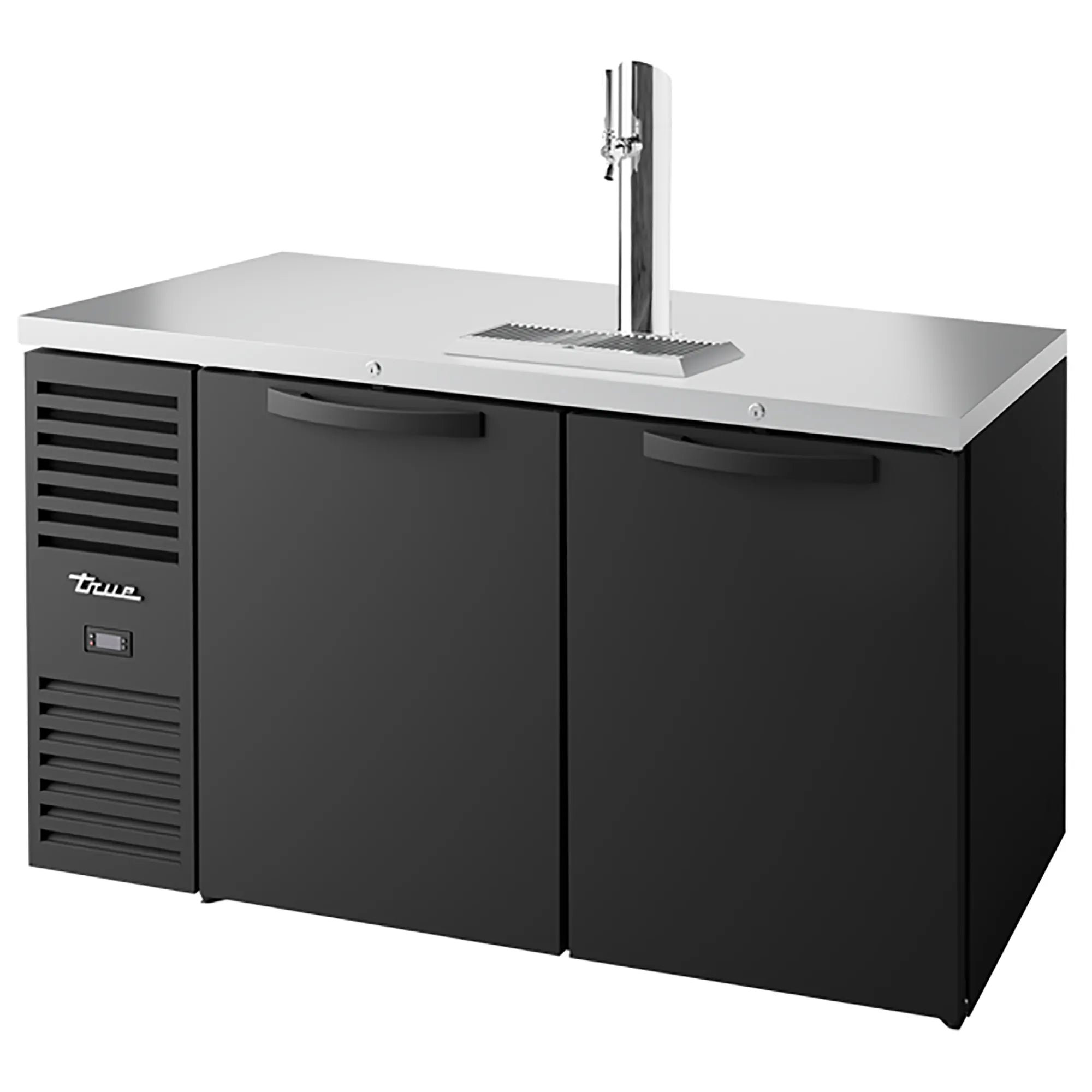 True TDR60-RISZ1-L Series Double Door 60" Wide Keg Beer Dispensing Cooler - Black and Stainless Steel Finish-Phoenix Food Equipment