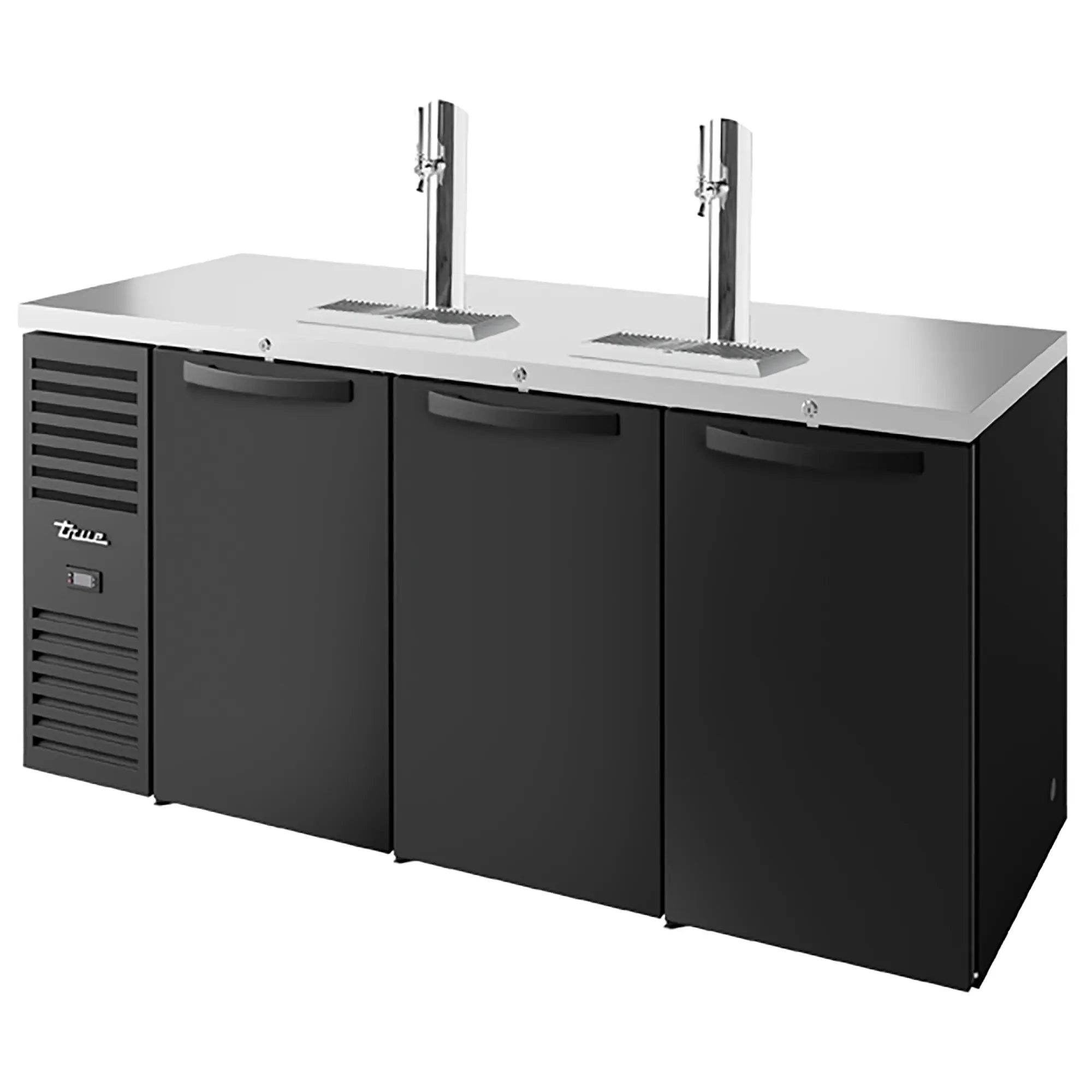 True TDR84-RISZ1-L Series Triple Door 84" Wide Keg Beer Dispensing Cooler - Black or Stainless Steel Finish-Phoenix Food Equipment