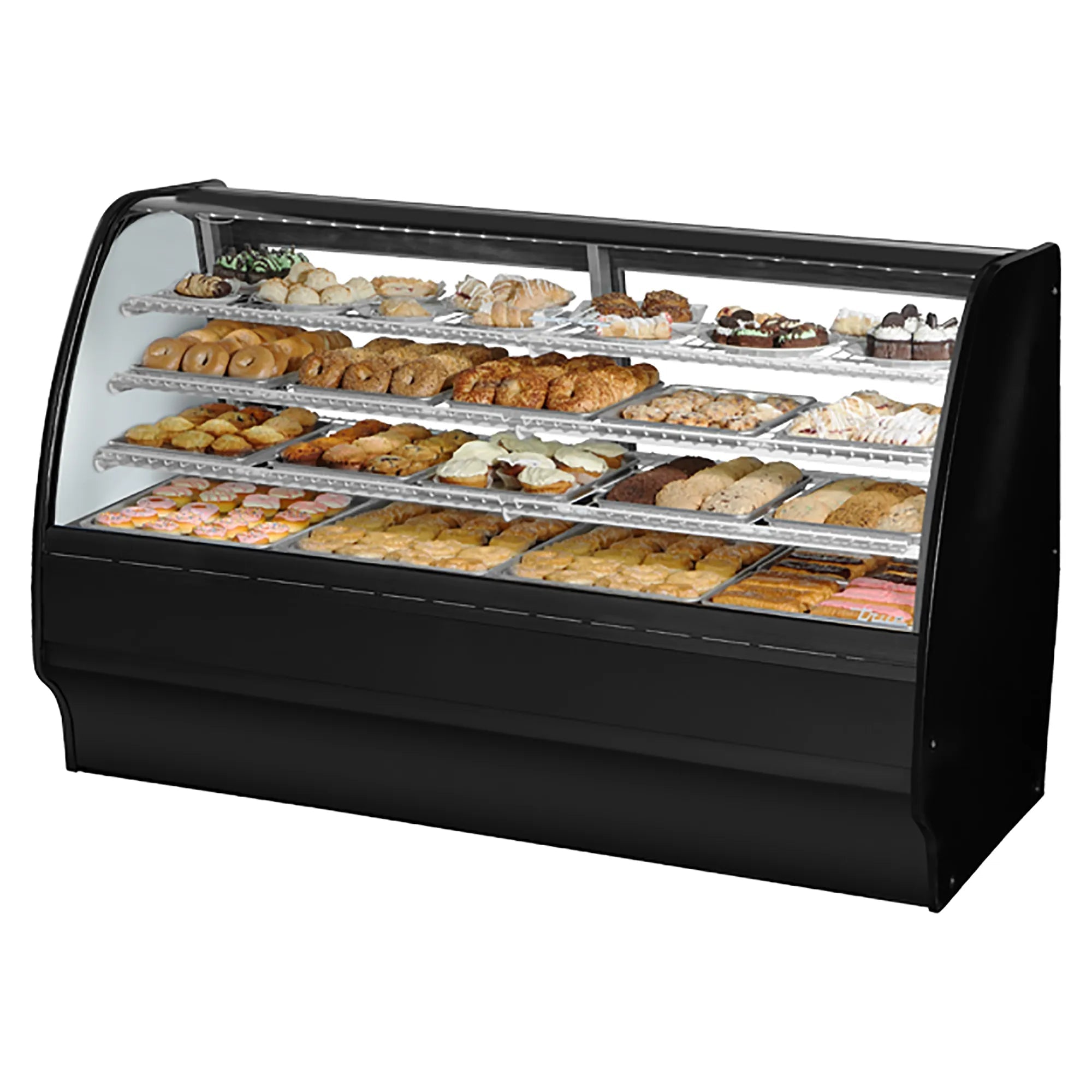 True TGM-DC-77-SC/SC-B-W Curved Glass 77" Wide Dry Display Case-Phoenix Food Equipment