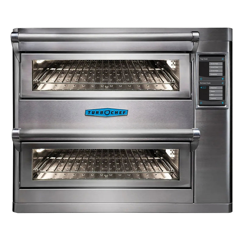 TurboChef HHD-9500-1 Double Batch high speed deck oven in stainless steel with two stacked glass-door ovens