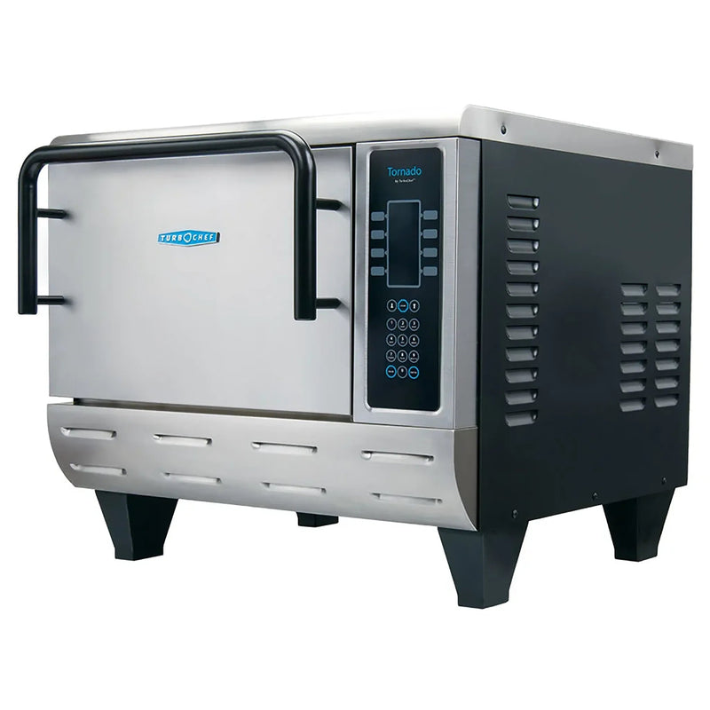 TurboChef NGC-1280-1 Tornado high speed oven in stainless steel and black with side keypad, angled view