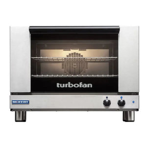 TurboFan E27 series electric countertop convection oven, smaller size in stainless steel with glass door, front