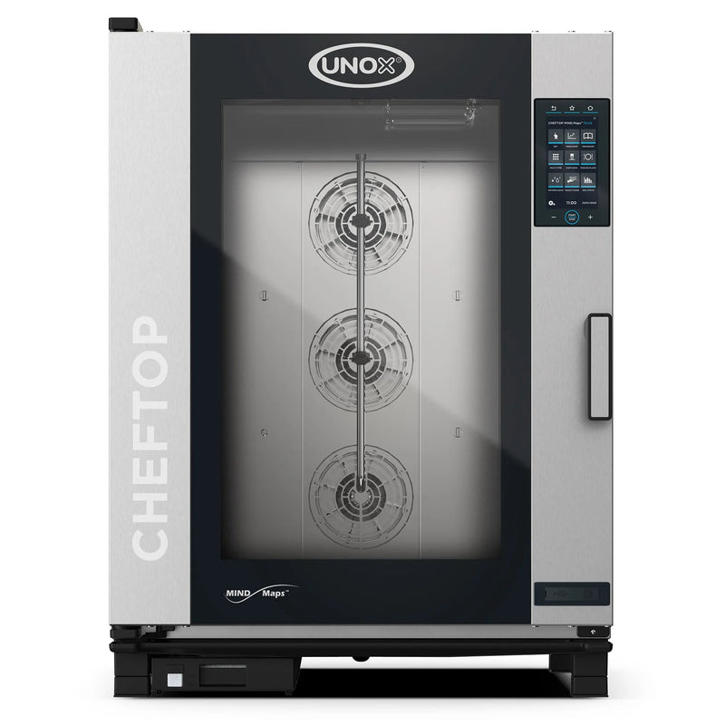 Unox XAVC-10FS Series Cheftop electric/gas combi oven, stainless steel with glass door and digital controls, front view