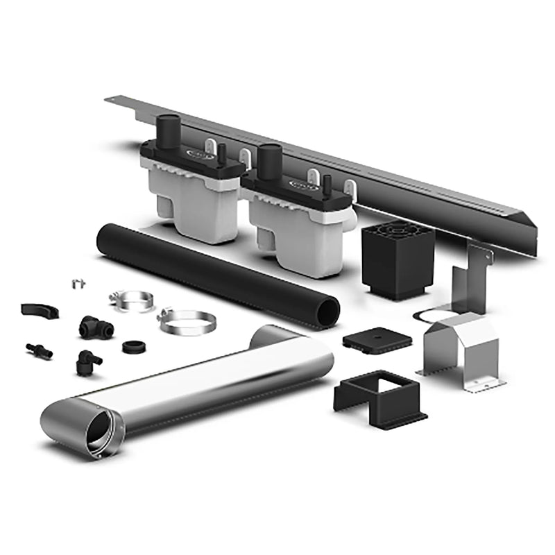 Unox XAVQC-0011 Series stacking kit for XAVC-0511 and 1011 combi ovens, parts laid out incl. ducts, brackets, fittings