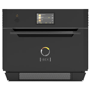 Vulcan IBEX IBEX1AV1PBB 208V single phase speed oven, black ventless unit with touchscreen, door closed