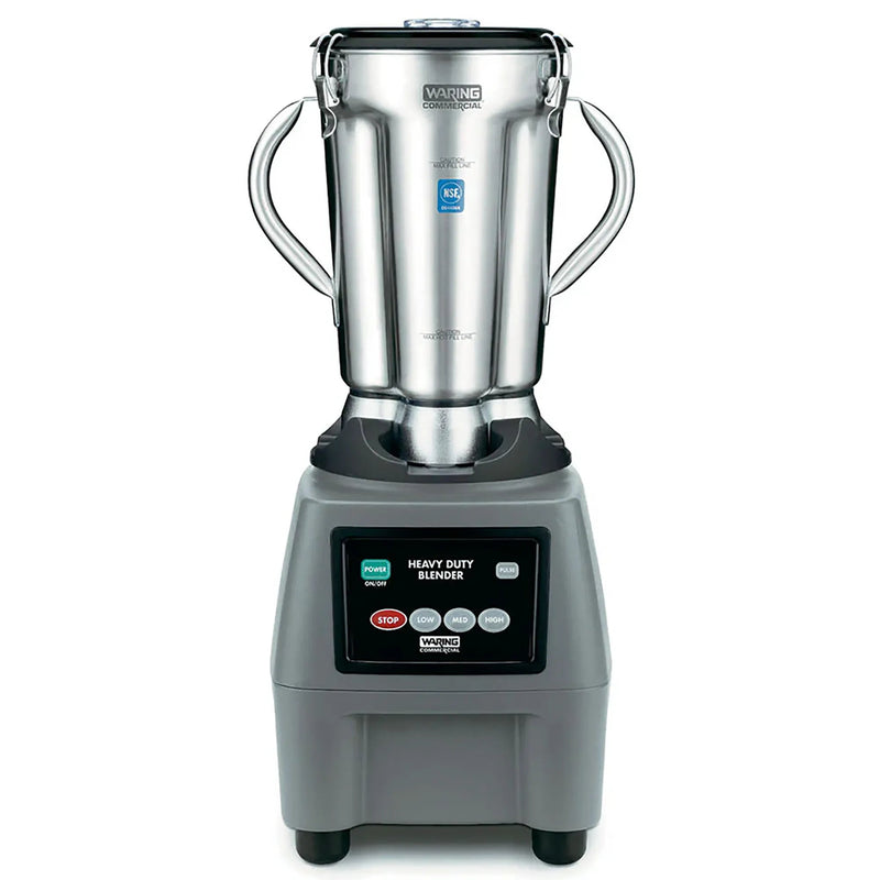 Waring CB15 The Legend 128 oz food blender with stainless steel container and touchpad controls, front view