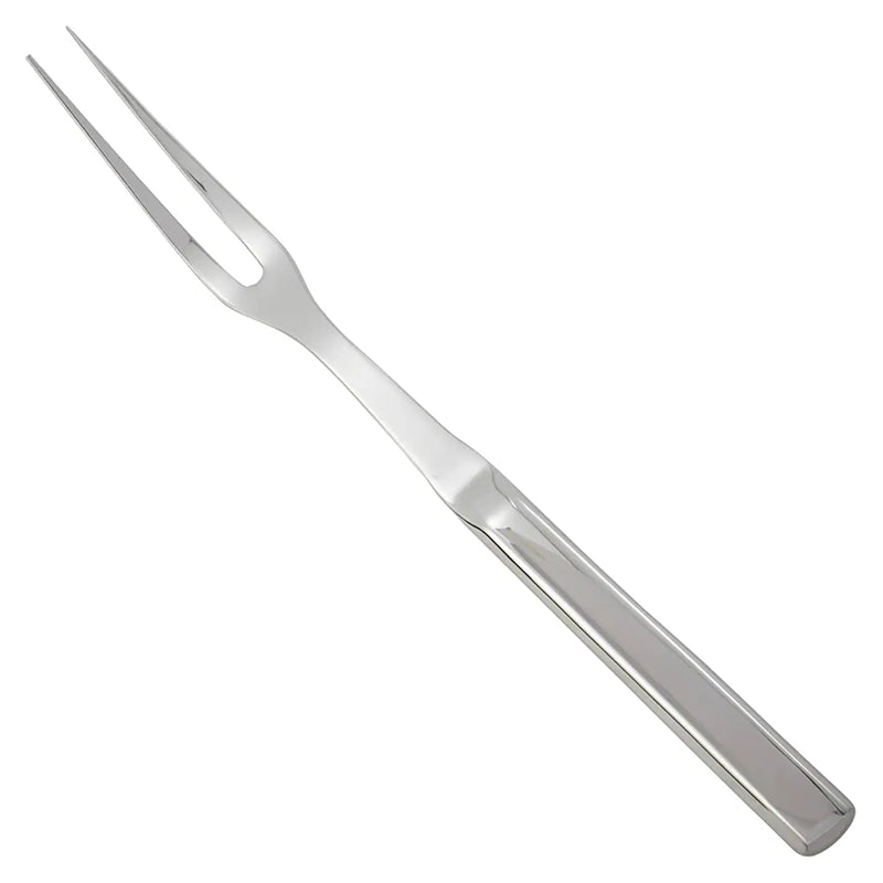 Winco 11-inch stainless steel pot fork with hollow handle, long two-tine cooking fork, satin finish