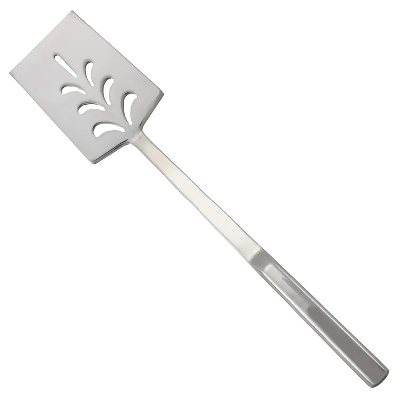 Winco 14-inch stainless steel perforated turner with slotted square blade and hollow satin handle