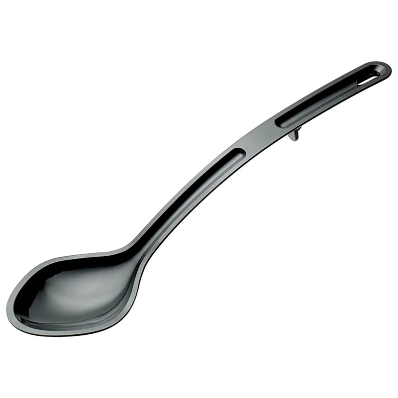 Winco CURV black dual spout serving spoon, one-piece polycarbonate buffet spoon with notched handle