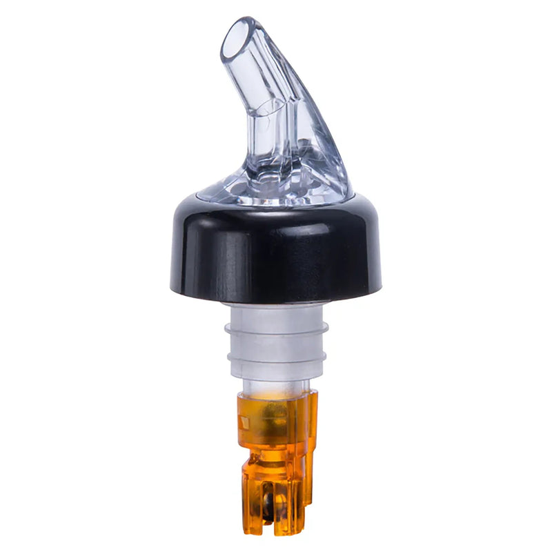 Winco measured pourer with clear spout, black collar and orange colour-coded tail, one size option
