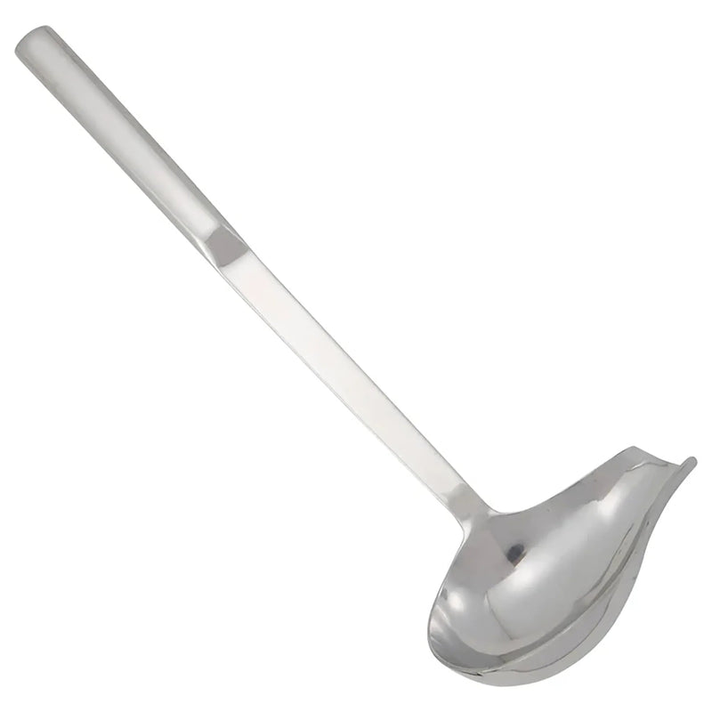 Winco stainless steel 2 oz spout ladle with hollow handle, satin finish serving ladle with pour lip