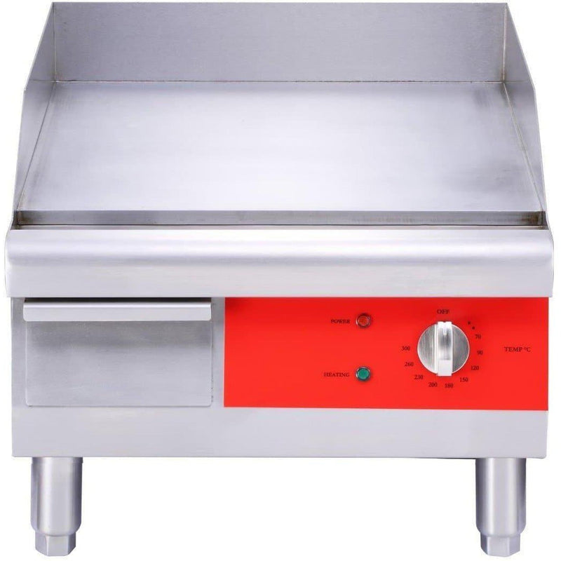 Alpha AEG-16 electric 16-inch stainless steel countertop griddle with red control panel and single dial