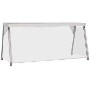 Alpha AHT series steam table sneeze guard with clear glass panel and stainless steel tubular supports