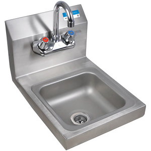 BK Resources BKHS-W-SS-P-G space saver stainless steel wall mounted hand sink with premium gooseneck faucet