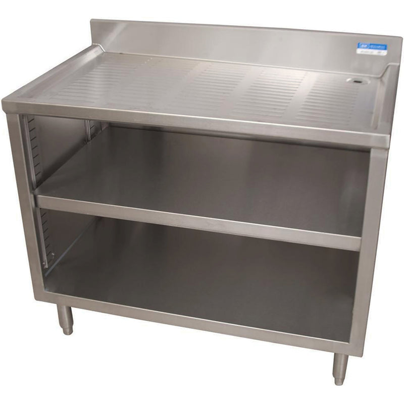 BK Resources UB4-21-GC361 36-inch stainless steel open glass rack cabinet with adjustable middle shelf