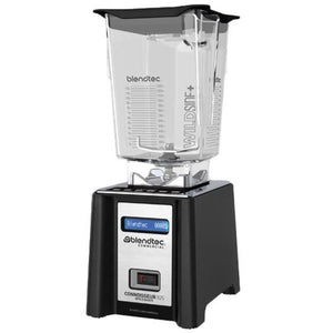 Blendtec 825 Connoisseur Space Saver commercial blender, black base with programmable controls and clear 48 oz jar