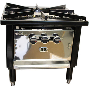 Cambo SP Series natural gas or propane single stock pot range with black cast grate and stainless steel front