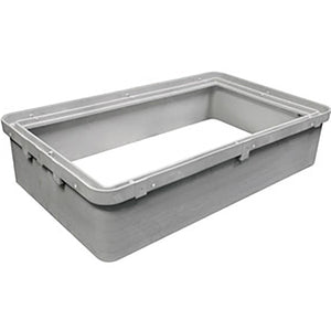 Canplas Endura 6-inch riser for grease traps, grey polyethylene rectangular extension collar, angled top view