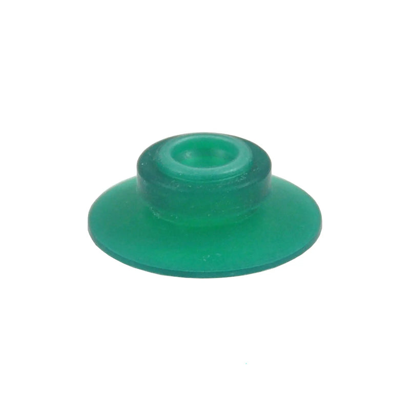 FIFO replacement dispensing valve in green silicone for FIFO squeeze bottle caps, shown on its own