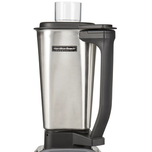 Hamilton Beach 6126-510S-CE extra 1.8L blender container in brushed stainless steel with black handle and lid