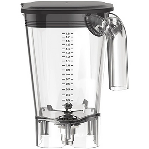 Hamilton Beach 6126-755R extra 2L blender container in clear plastic with black lid, clear handle and blade assembly