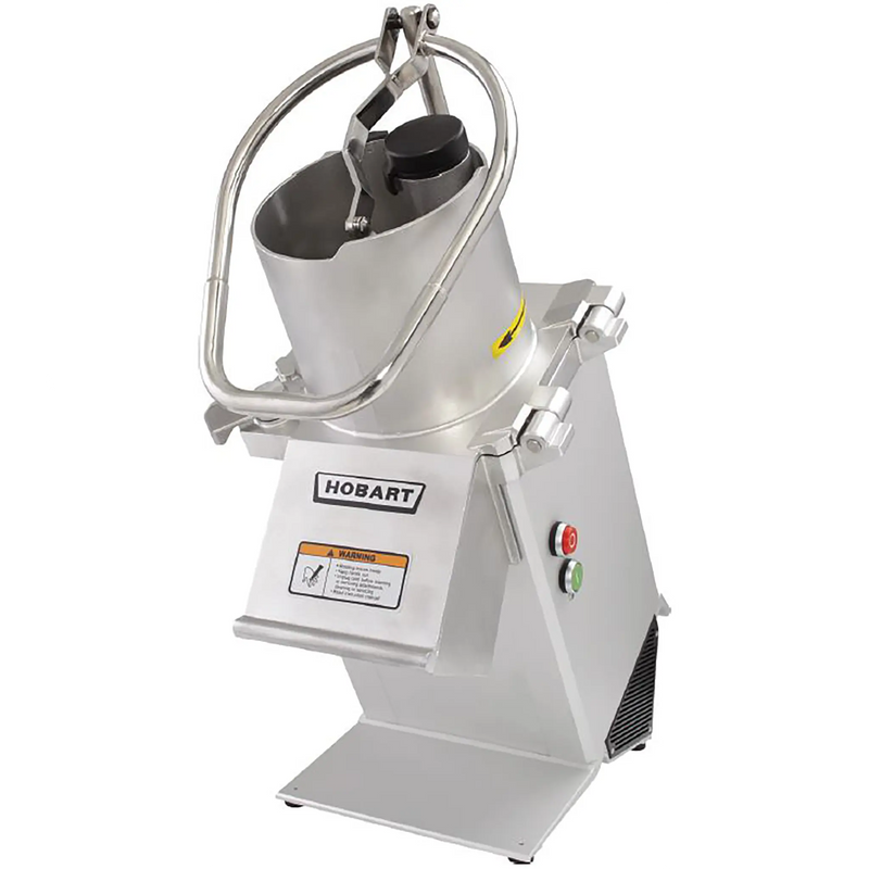 Hobart FP350 continuous feed food processor with aluminum housing, feed head handle and front on/off switches, front