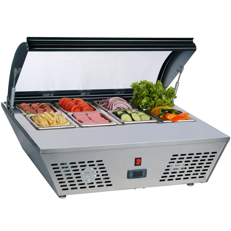 Nordic Air NTR-30 Refrigerated 30" Topping Rail with Glass Sneeze Guard Cover-Phoenix Food Equipment