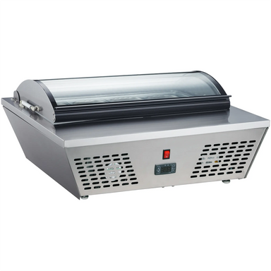 Nordic Air NTR-30 Refrigerated 30" Topping Rail with Glass Sneeze Guard Cover-Phoenix Food Equipment