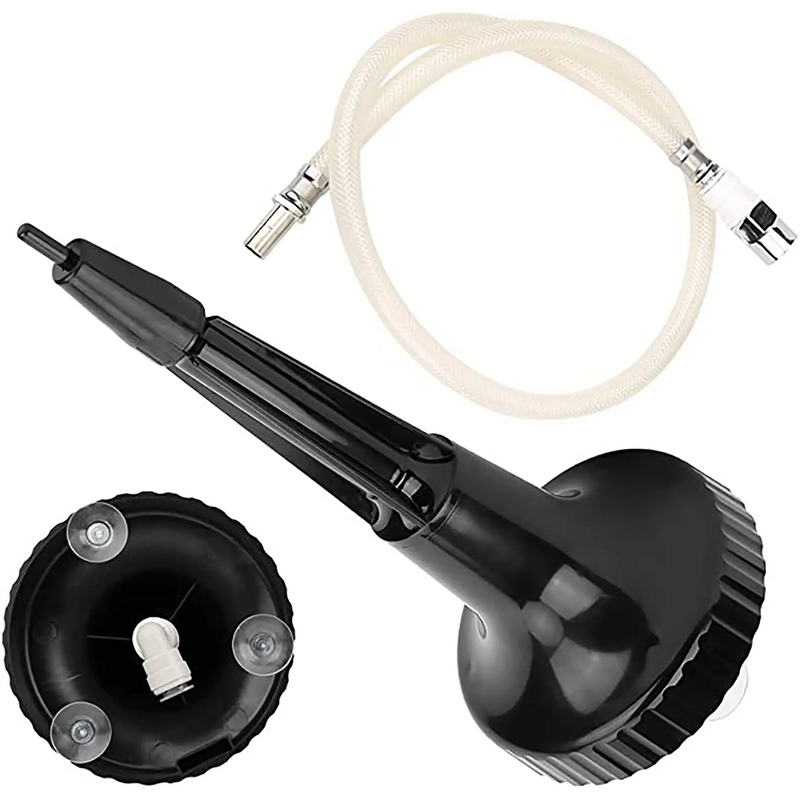 Phoenix CR-100 blender container rinser, black rinser head and handle with white supply hose and fittings