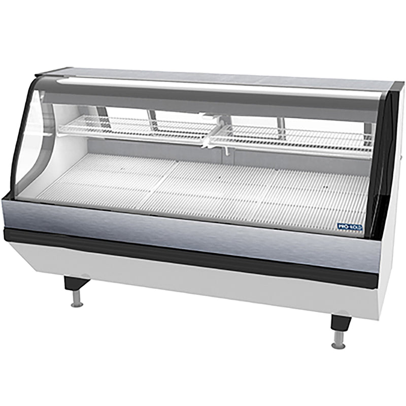 Pro-Kold MCSC-80-W Curved Glass 79" Refrigerated Fresh Meat Display Case - SELF-CONTAINED CONDENSING UNIT-Phoenix Food Equipment
