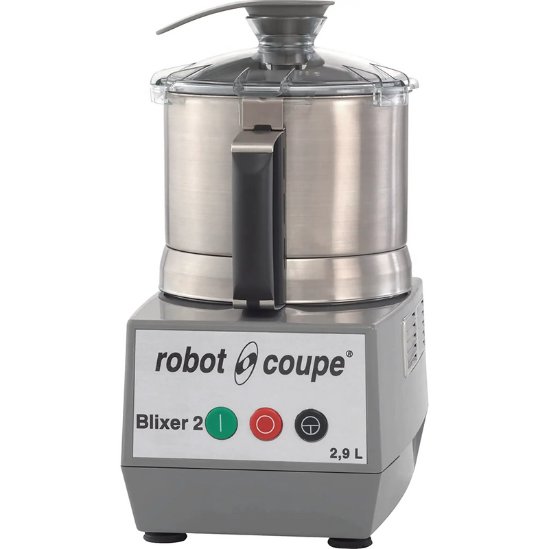 Robot Coupe BLIXER 2 bowl food processor with 3 qt stainless steel bowl, clear lid and three control buttons
