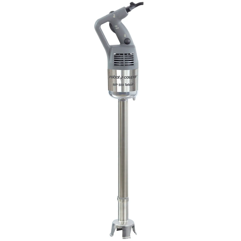 Robot Coupe MP550 commercial immersion blender with grey motor handle and 21 inch stainless steel blending arm