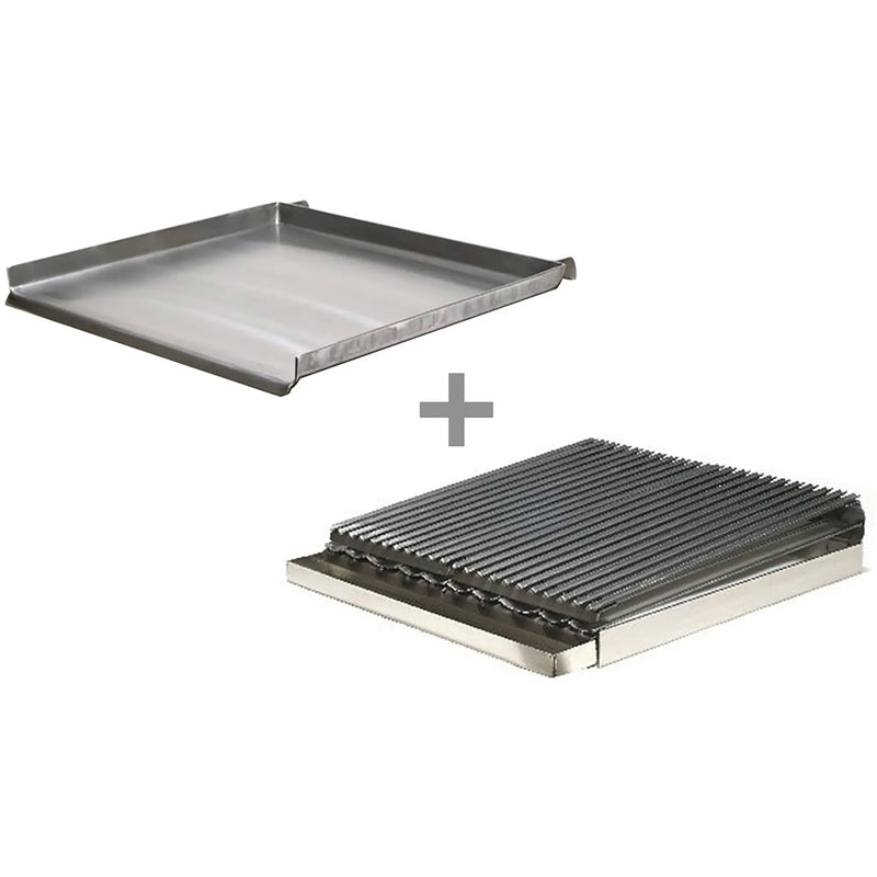 Rocky Mountain MGB24-8 universal 24-inch add on griddle and charbroiler combo, flat griddle plate plus grate section