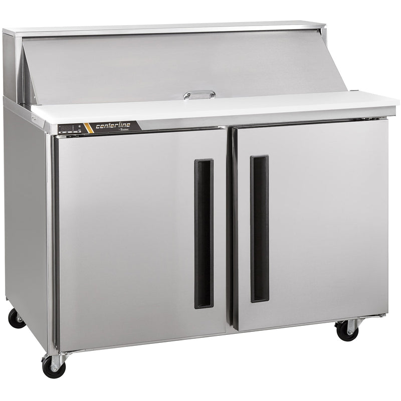 Traulsen Centerline CLPT-3615 36-inch two door stainless steel mega top sandwich prep table with closed lid, front view