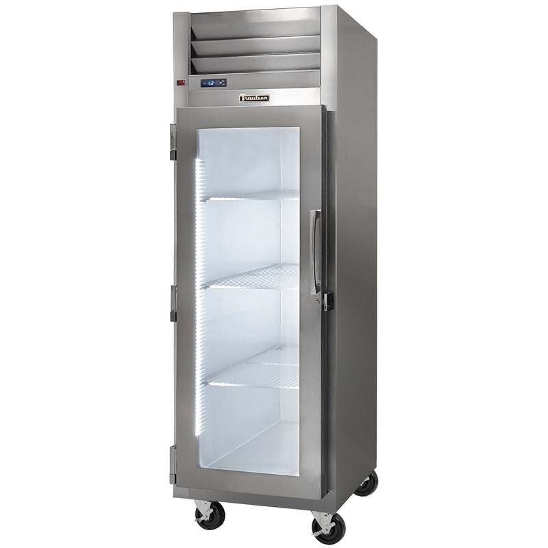 Traulsen G-Series G13010-053 30-inch single glass door stainless steel reach-in freezer with interior shelves