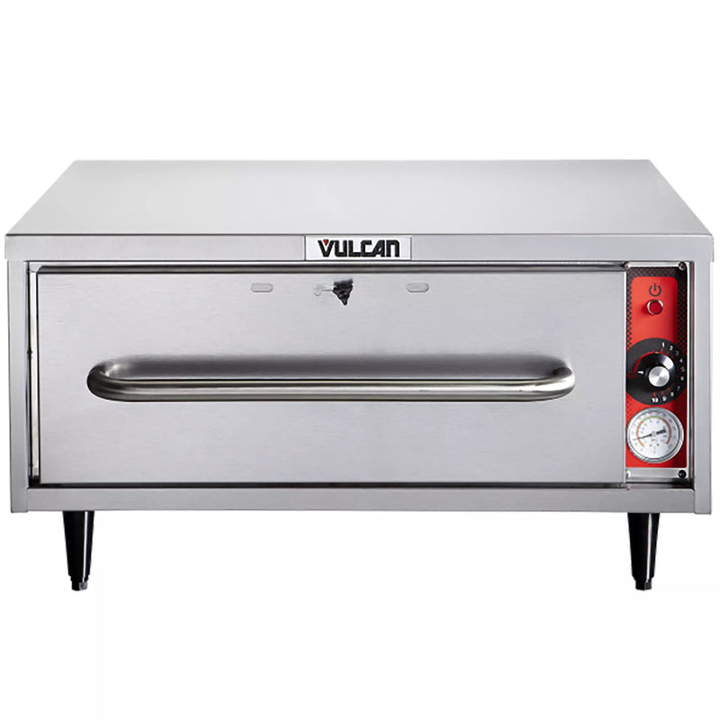 Vulcan VSL1 single slim-line low profile warming drawer, stainless steel with red thermostat control, front view