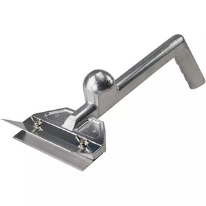 Winco 14 inch heavy-duty aluminum griddle scraper with replaceable blade, clamp head and offset handle