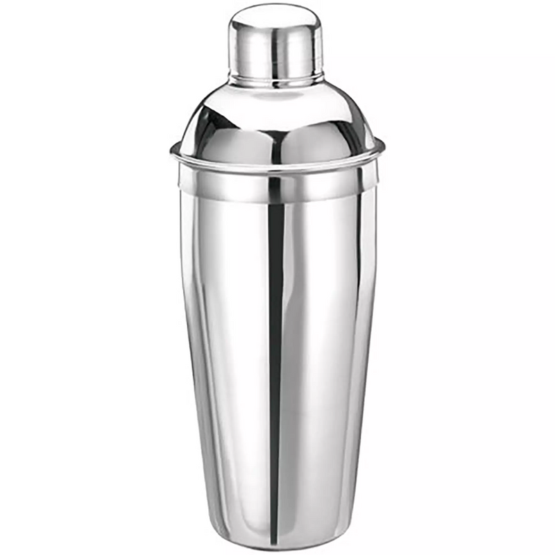 Winco 28 oz stainless steel deluxe bar shaker 3 piece set, polished cocktail shaker with strainer top and cap