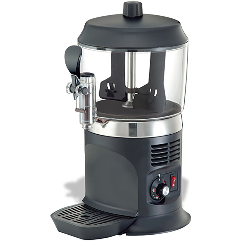 Winco BenchmarkUSA 21011 hot beverage and topping dispenser, black base, clear bowl and front dispensing tap