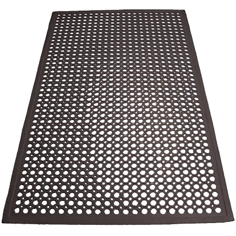 Winco Black Rubber Floor Mat With Beveled Edge-Phoenix Food Equipment