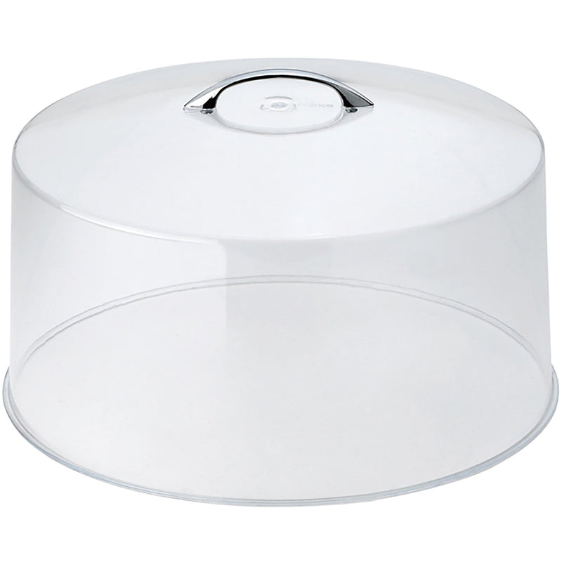 Winco clear plastic cover for CKS-13 cake stand, round dome with polished stainless steel knob on top