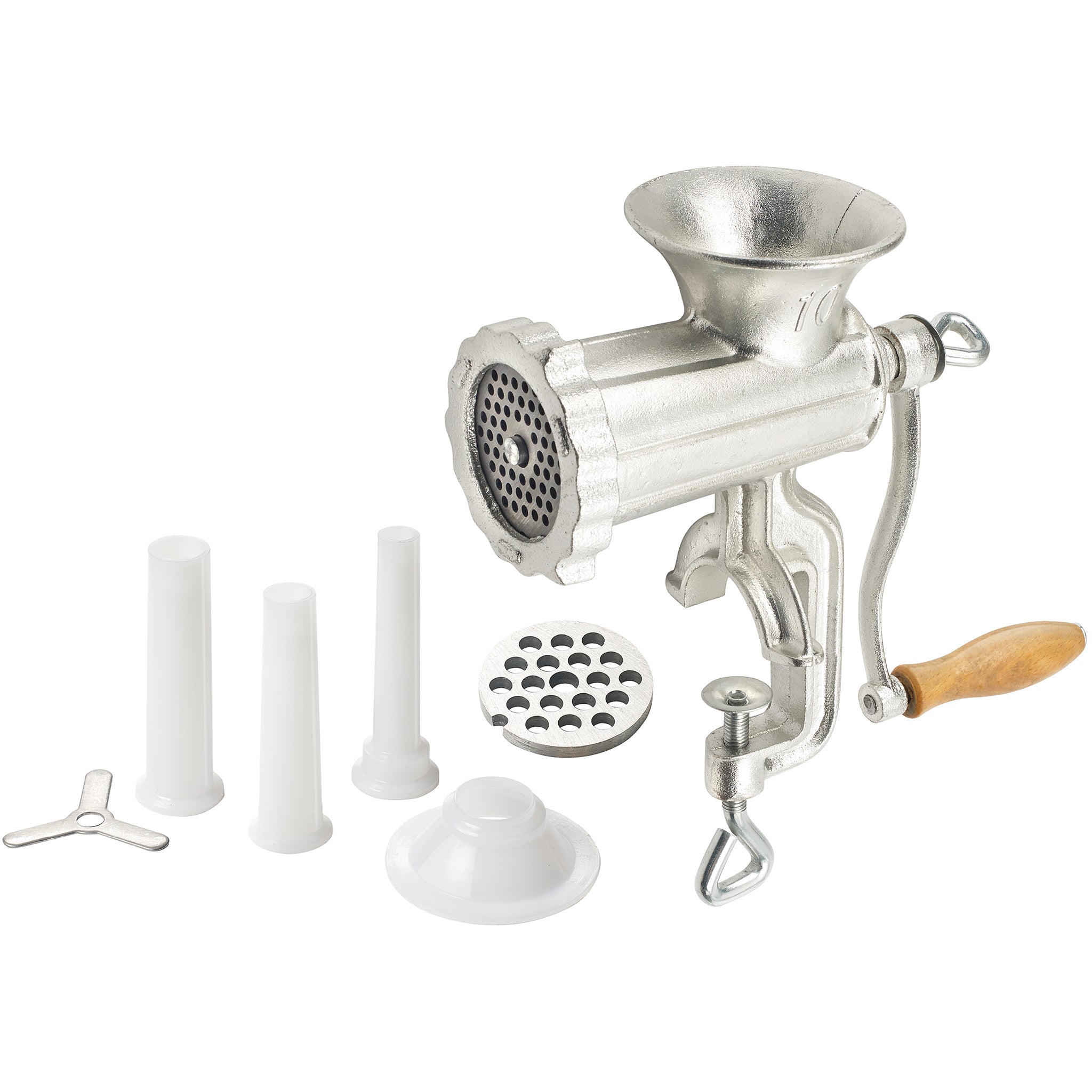 Winco MG-10 KATTEX Size 10 Cast Iron Manual Meat Grinder-Phoenix Food Equipment
