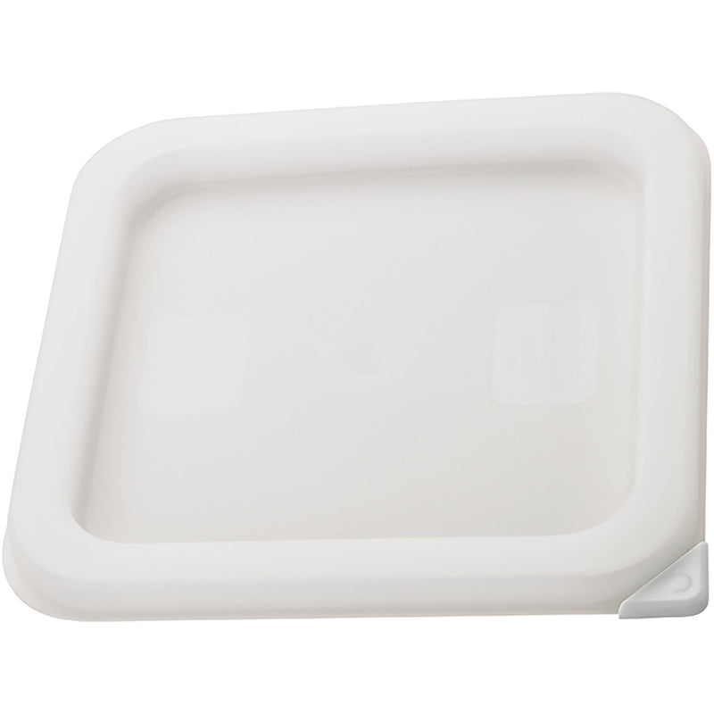 Winco PECC series white cover for square storage container, smaller size with pull tab corner