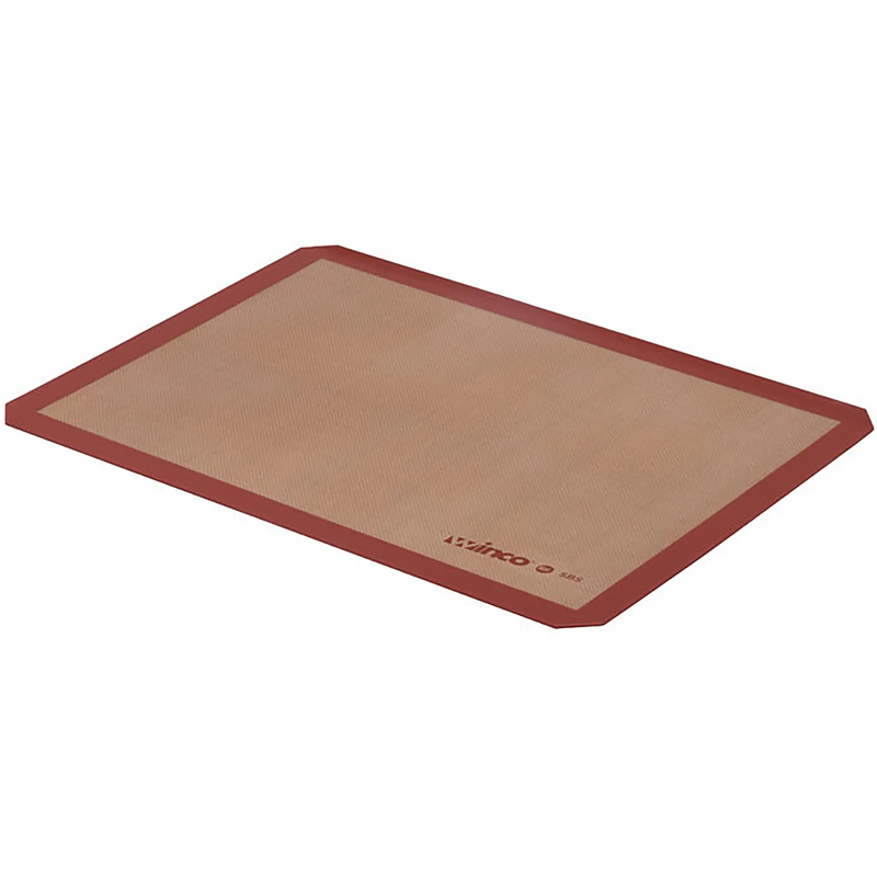 Winco silicone baking mat, red-bordered fibreglass and silicone sheet pan liner, largest size option