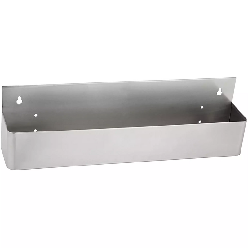 Winco single stainless steel speed bar rail with deep trough and keyhole wall-mount slots, shorter size option