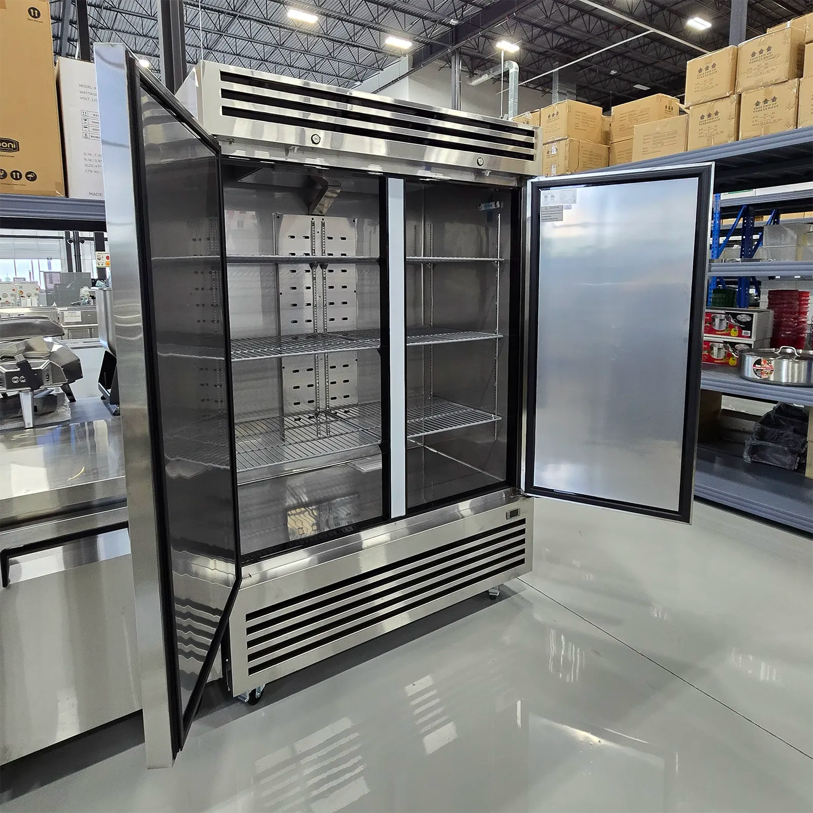 **OPEN BOX** Nordic Air Double Solid Door 54" Wide Stainless Steel Freezer