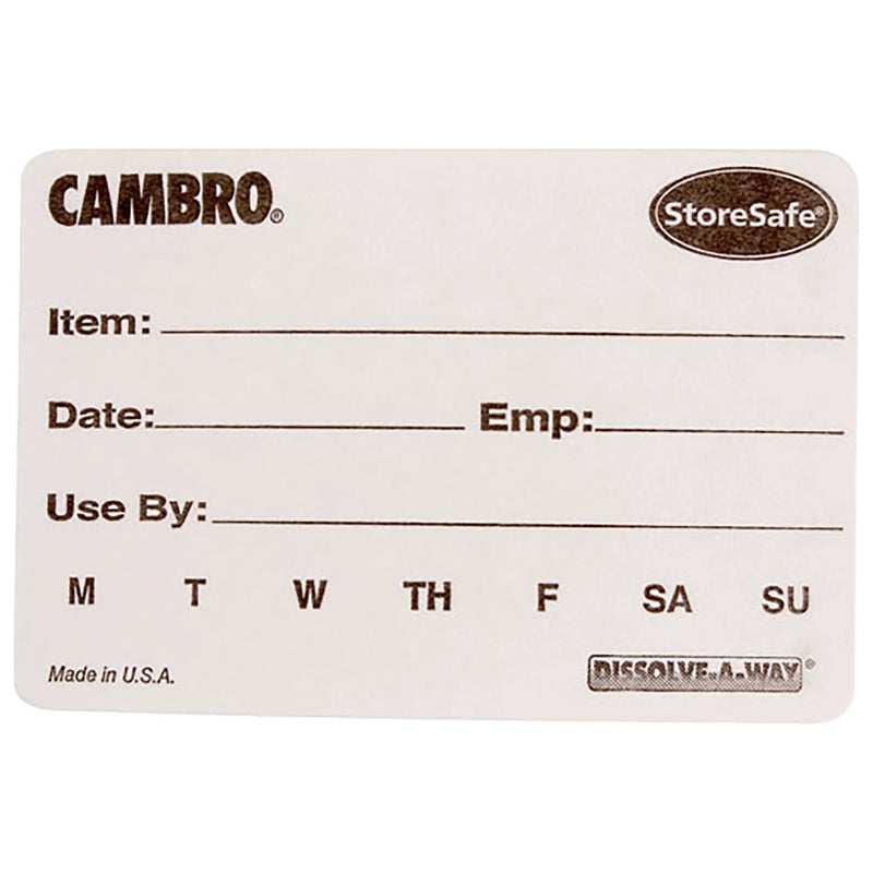 All Points 2471119 food rotation label in white with item, date, employee, use-by and day of week fields, pack of 100