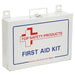All Points 2801471 first aid kit in a white metal wall-mount case with red cross label and carry handle, front view