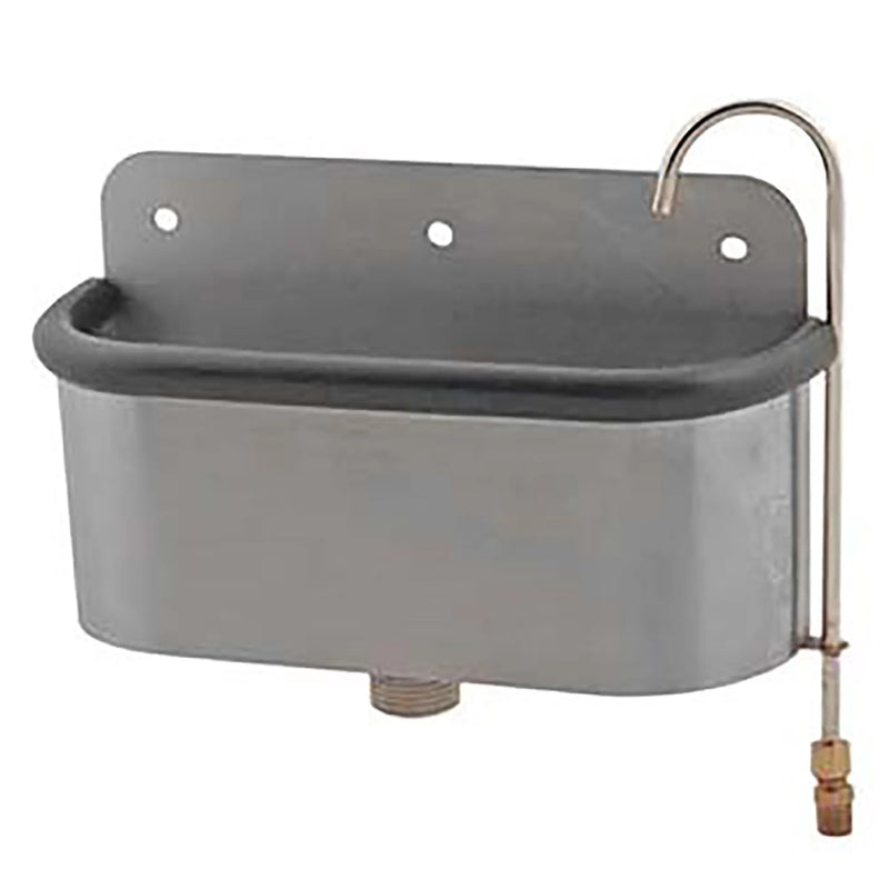 All Points 561464 dipper well in stainless steel with gooseneck faucet, rolled rim and bottom drain, front view