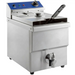 Alpha ACFD-15E deluxe electric countertop single well deep fryer, stainless steel with blue control panel and drain valve